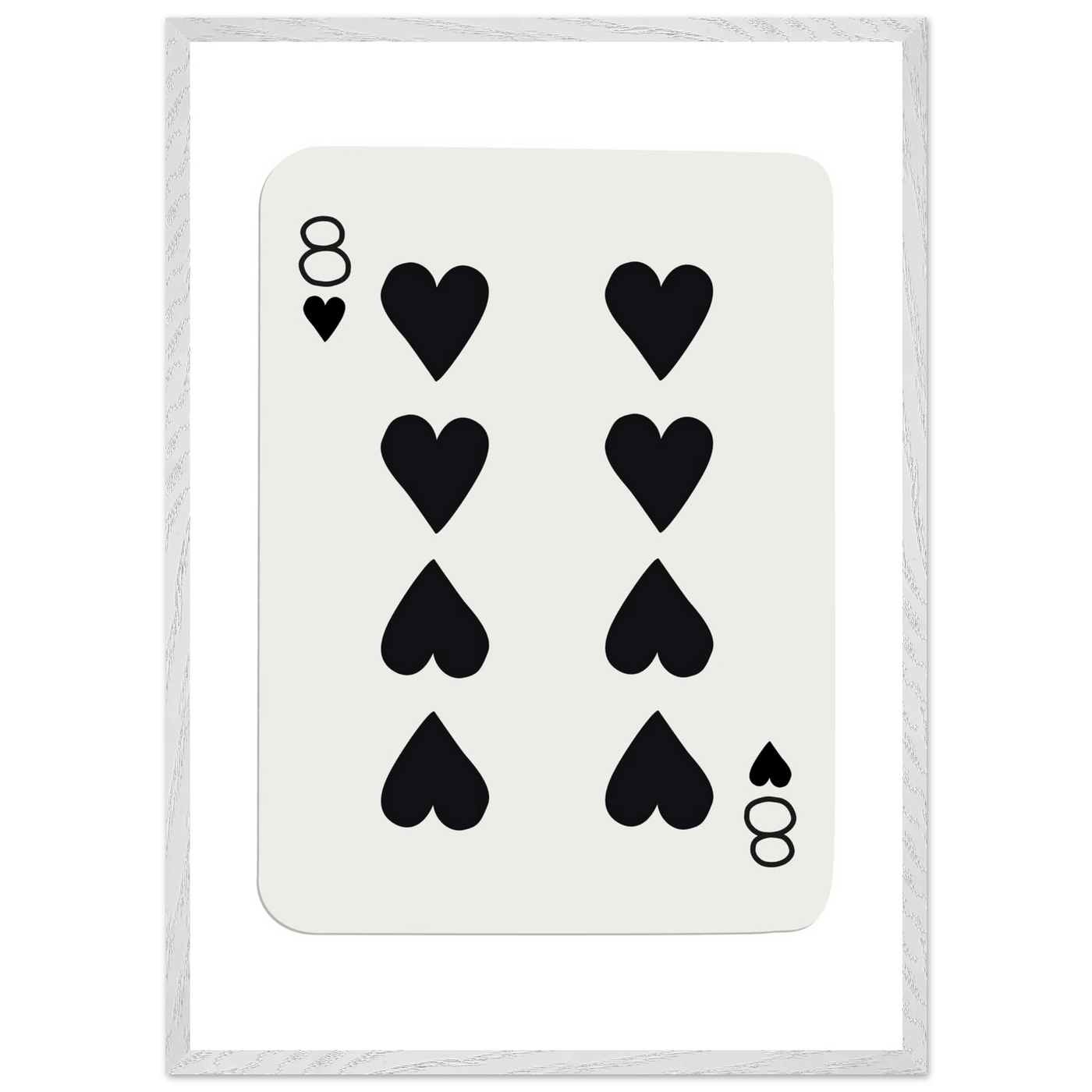 Minimalist Eight of Hearts Poker Card Print - Framed Wall Art, Sustainable Wood Frame, Choose Your Finish & Size - Vibrantwalls