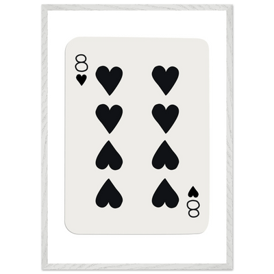 Minimalist Eight of Hearts Poker Card Print - Framed Wall Art, Sustainable Wood Frame, Choose Your Finish & Size - Vibrantwalls