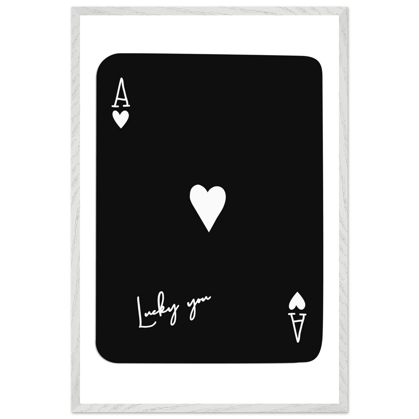 Minimalist Ace of Hearts Poker Card Print - Lucky You Framed Poster Art, Eco-Friendly Wood Frame - Vibrantwalls