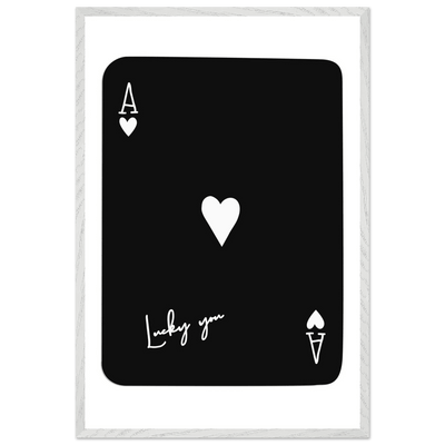 Minimalist Ace of Hearts Poker Card Print - Lucky You Framed Poster Art, Eco-Friendly Wood Frame - Vibrantwalls