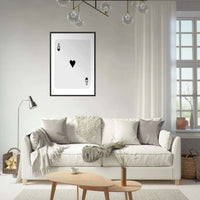 Ace of Hearts Minimalist Poker Card Art - Eco-Friendly Mounted Framed Poster, Choice of Frame Finish & Size - Vibrantwalls