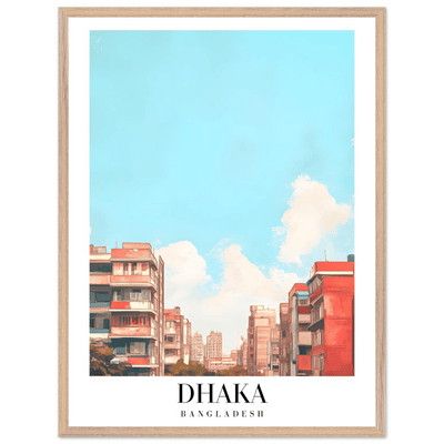 Dhaka Bangladesh Framed Poster – Pastel Cityscape Wall Art with Customizable Wooden Frame - Vibrantwalls