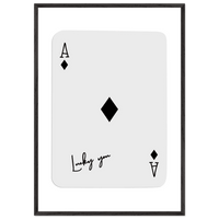 Lucky You Ace of Diamonds Poker Card Print - Mounted Framed Poster Art, Eco-Friendly Wood Frame in Your Choice of Style - Vibrantwalls