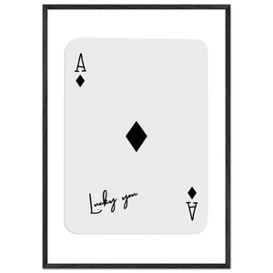 Lucky You Ace of Diamonds Poker Card Print - Mounted Framed Poster Art, Eco-Friendly Wood Frame in Your Choice of Style - Vibrantwalls