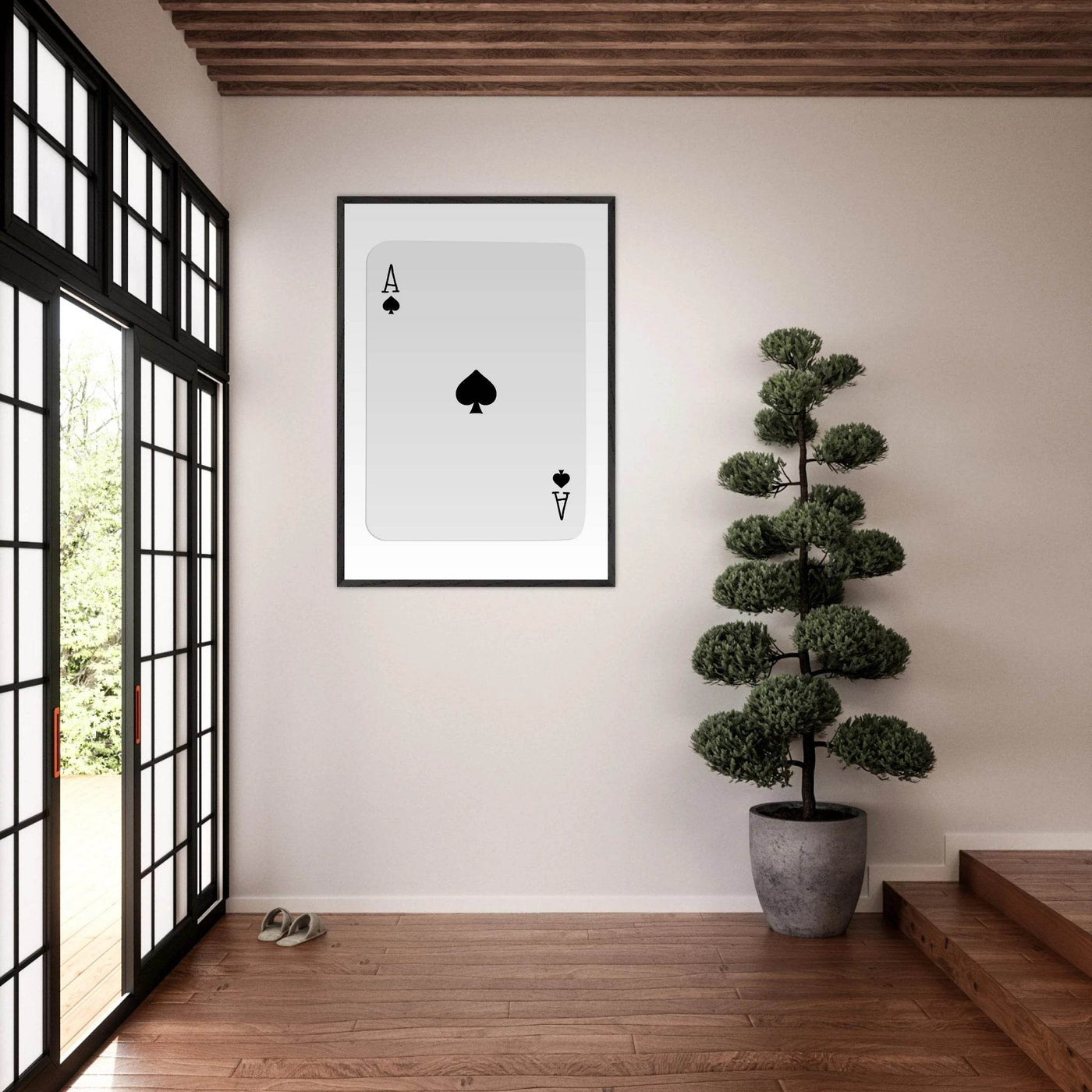 Ace of Spades Poker Card Print - Mounted Framed Poster Art, Eco-Friendly Wood Frame in Your Choice of Style - Vibrantwalls