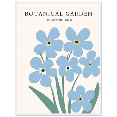Botanical Garden Forget-Me-Nots Framed Poster - Soft Blue Floral Art Print | Ready-to-Hang Wall Decor - Vibrantwalls