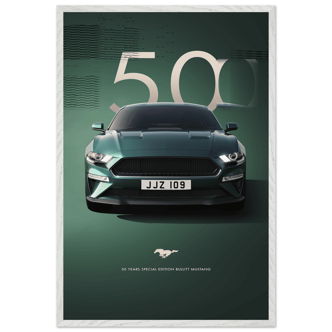 1968 Bullitt Mustang GT - 50th Anniversary Framed Poster | Iconic Dark Highland Green, Ready-to-Hang Wall Art - Vibrantwalls