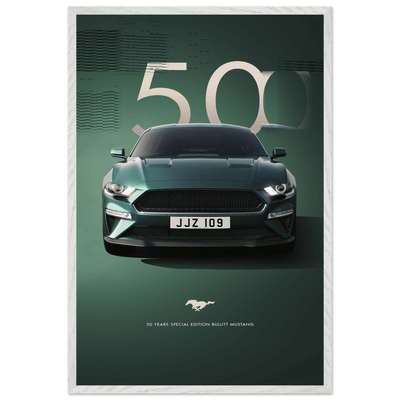 1968 Bullitt Mustang GT - 50th Anniversary Framed Poster | Iconic Dark Highland Green, Ready-to-Hang Wall Art - Vibrantwalls