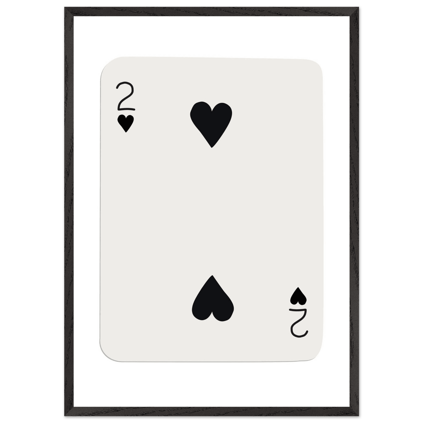 Minimalist Two of Hearts Poker Card Art Print - Framed Eco-Friendly Wooden Poster - Vibrantwalls