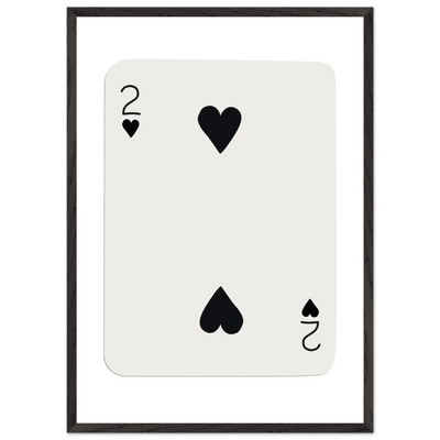 Minimalist Two of Hearts Poker Card Art Print - Framed Eco-Friendly Wooden Poster - Vibrantwalls