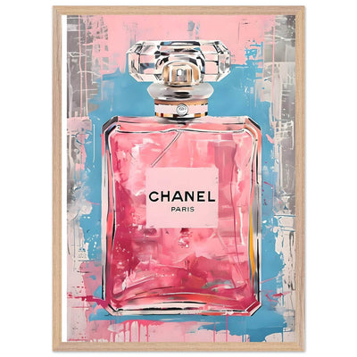 Coco Mademoiselle Chanel Art Print - Pink & Blue Pop Art Style Framed Poster - Vibrantwalls