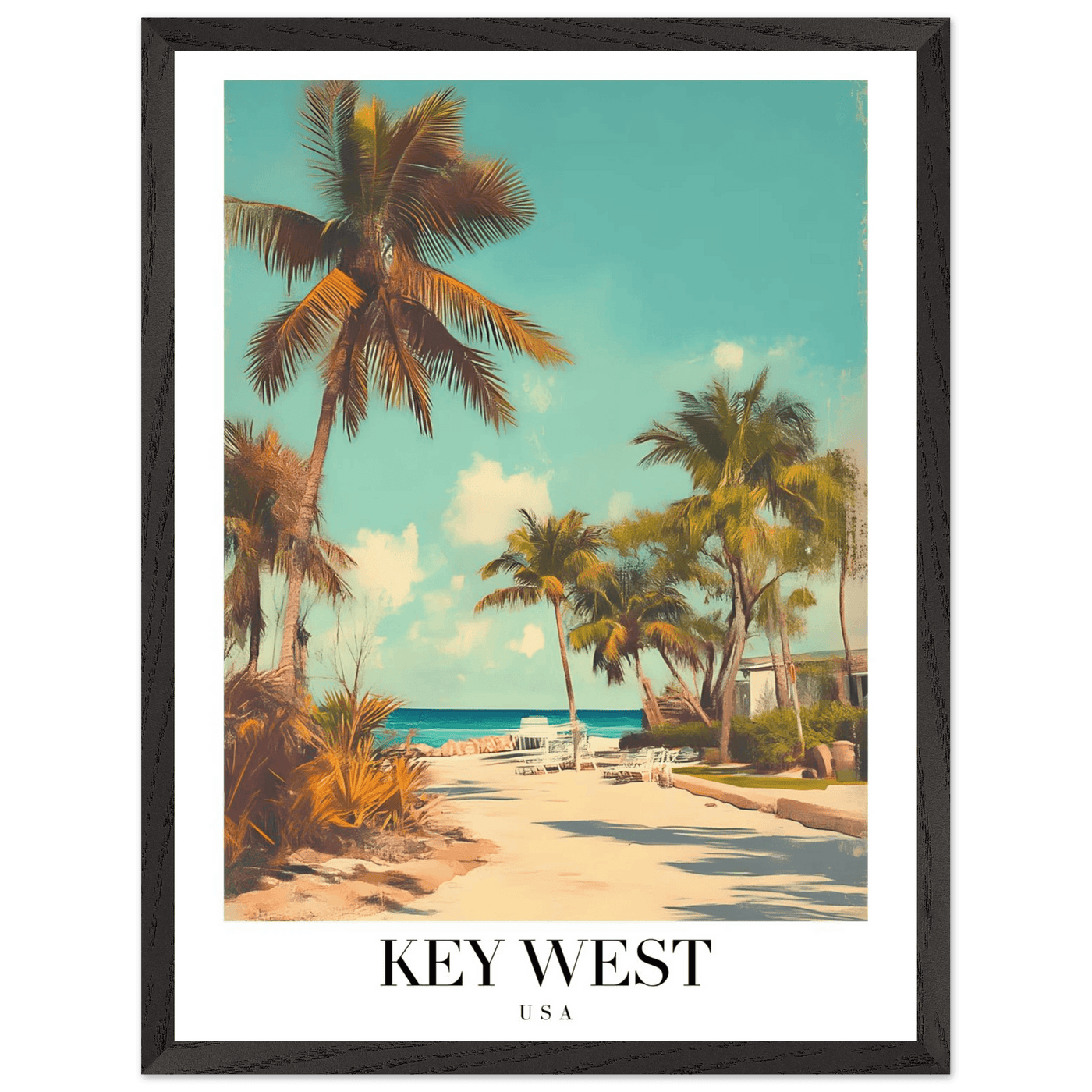Key West USA Framed Poster – Vintage Travel Wall Art with Wooden Frame - Vibrantwalls