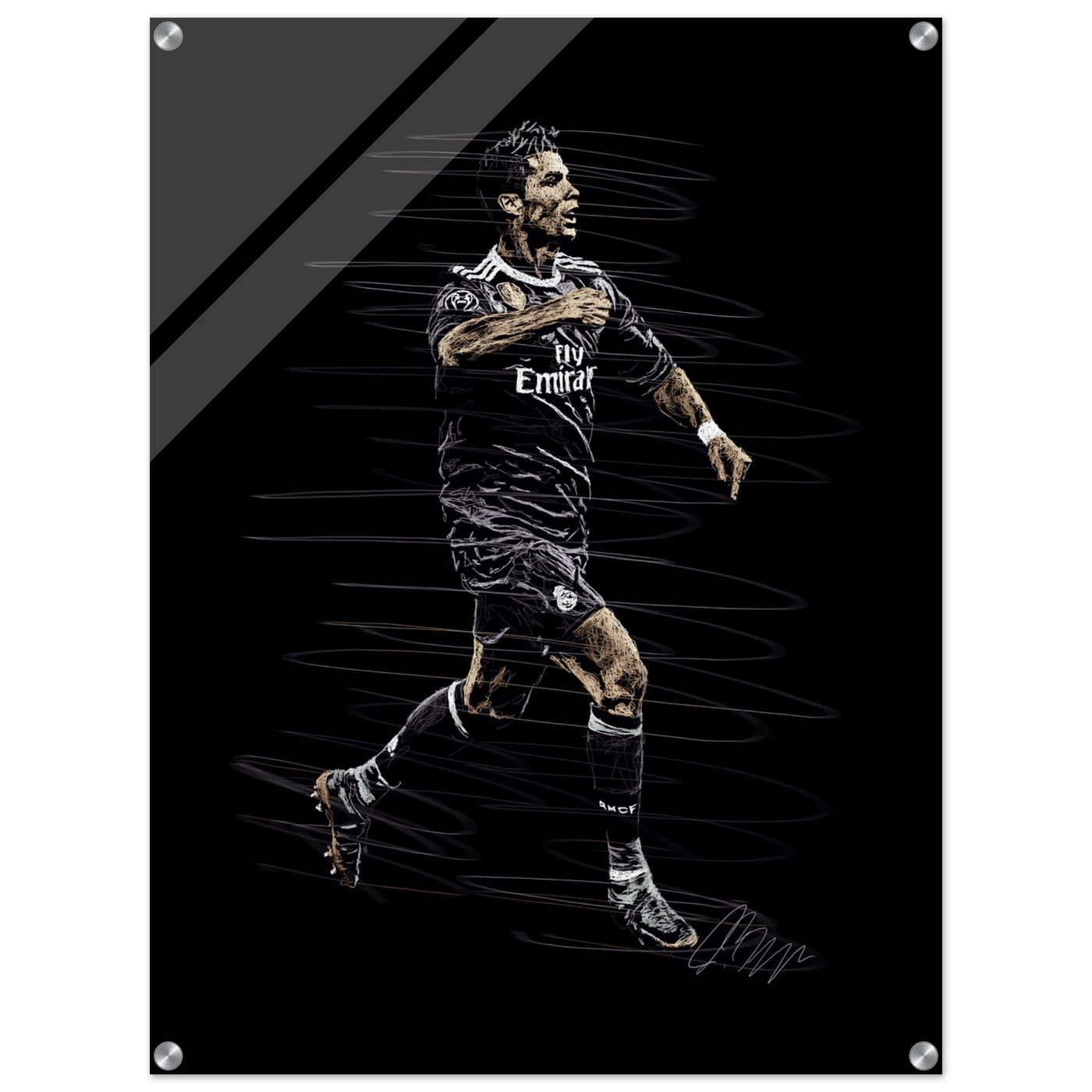 Cristiano Ronaldo Abstract Art Acrylic Print – Dynamic, Glossy, Modern Wall Decor in Various Sizes - Vibrantwalls