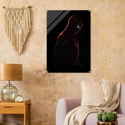 Abstract Spider-Man Acrylic Print – Dynamic, Modern, Scribble Art Wall Decor in Various Sizes - Vibrantwalls
