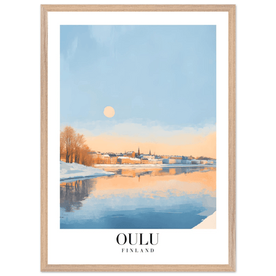Oulu Finland Framed Poster – Serene Winter Sunset Wall Art with Wooden Frame - Vibrantwalls
