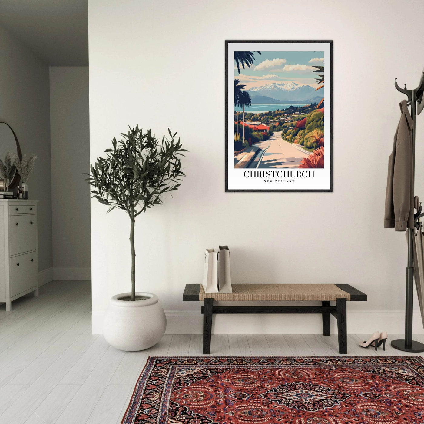 Christchurch New Zealand Framed Poster – Vintage Travel Wall Art with Wooden Frame - Vibrantwalls