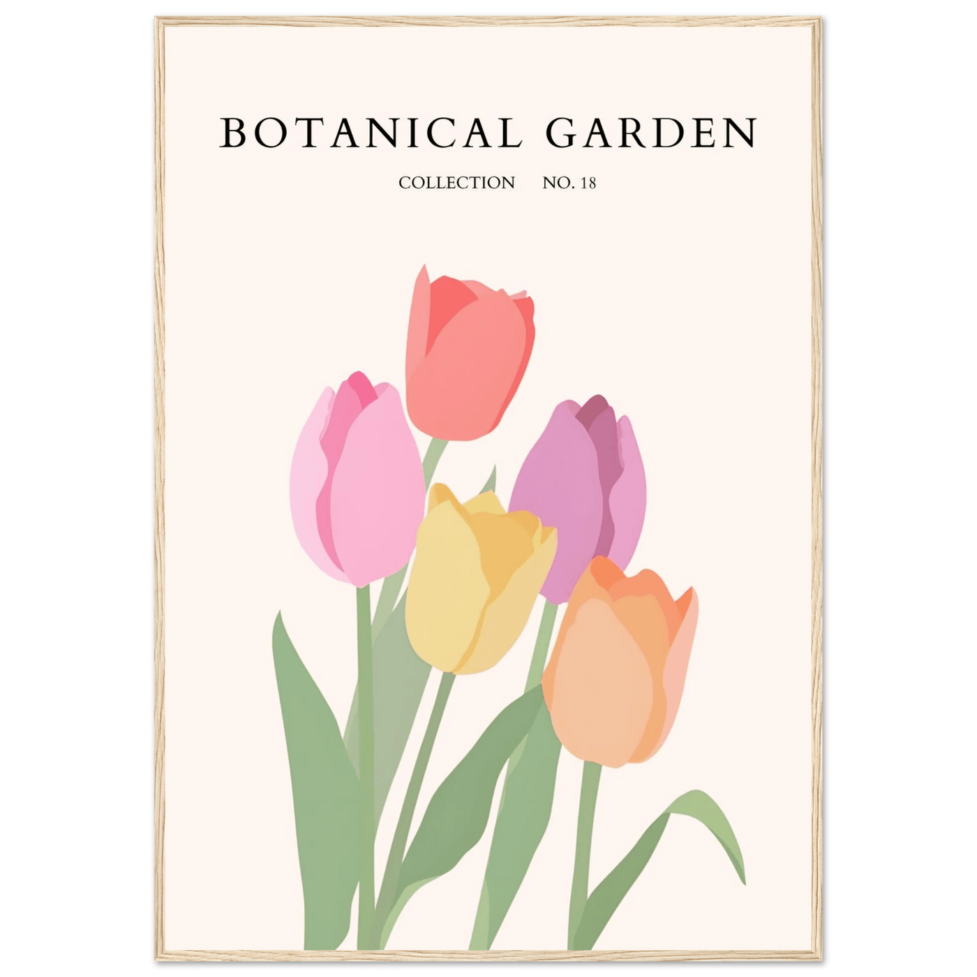 Botanical Garden Tulip Framed Poster – Pastel Bloom Art Print | Ready-to-Hang Floral Decor - Vibrantwalls