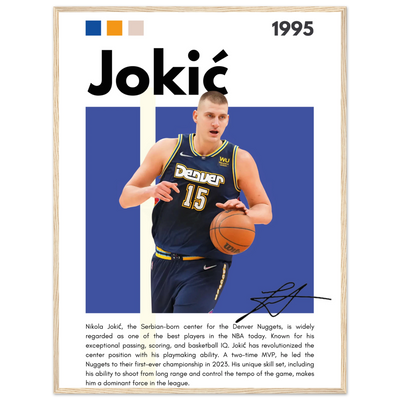 Nikola Jokic Joker Nuggets Minimalist Art Print 60x80 cm 24x32″ Wood frame Vibrantwalls