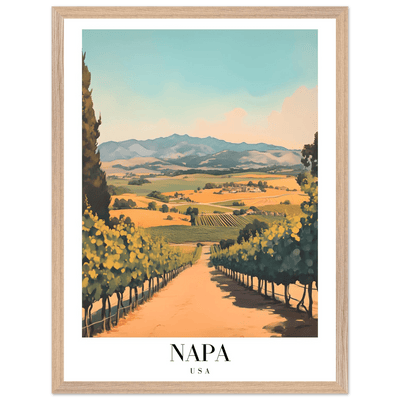 Napa Valley Vineyard Framed Poster – Vintage Travel Wall Art with Wooden Frame - Vibrantwalls