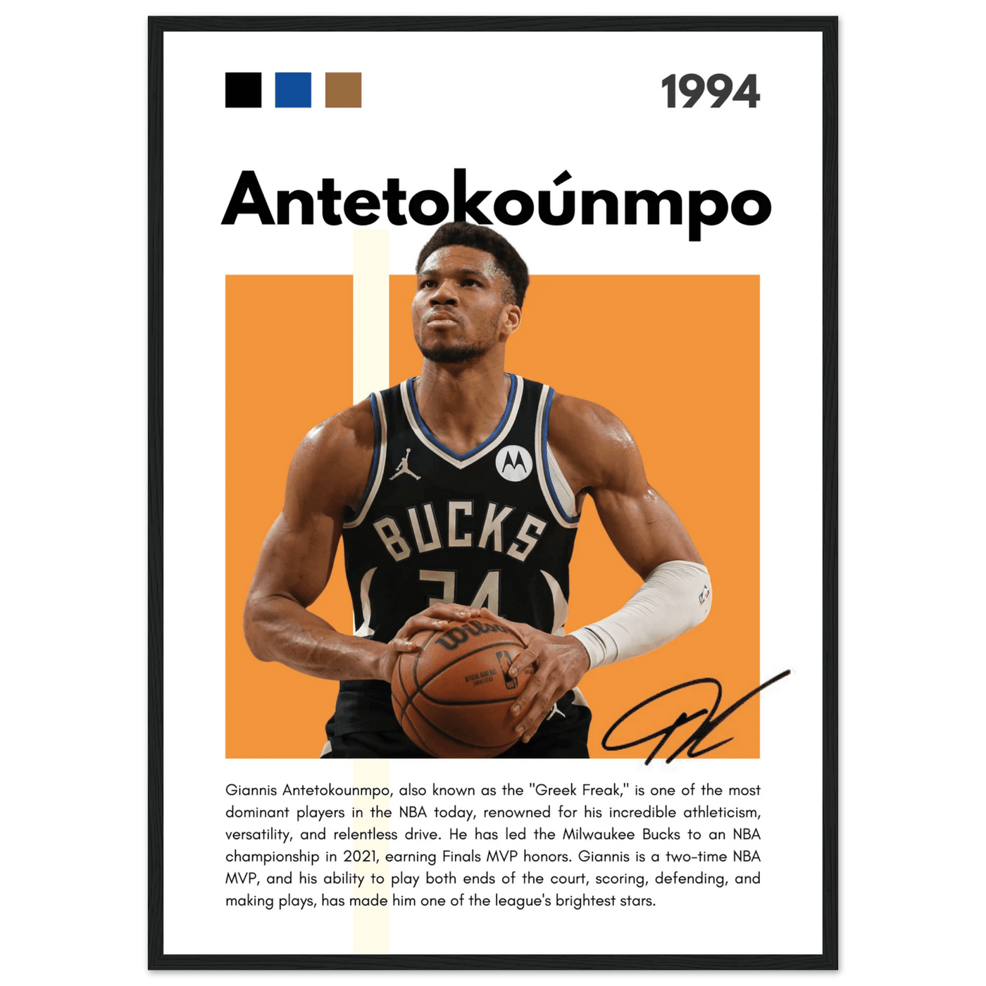 Giannis Antetokounmpo Greek Freak Bucks Poster - Vibrantwalls