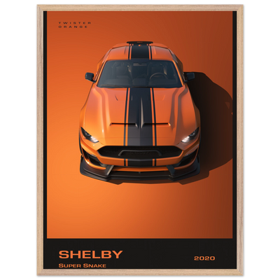 Shelby Super Snake 2020 "Twister Orange" Framed Poster | Modern Automotive Art, Ready-to-Hang Premium Quality 60x80 cm 24x32″ Wood frame Vibrantwalls