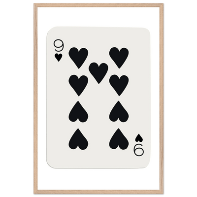 Minimalist Nine of Hearts Poker Card Print - Mounted Framed Eco-Friendly Wall Art in Various Sizes & Frame Finishes - Vibrantwalls