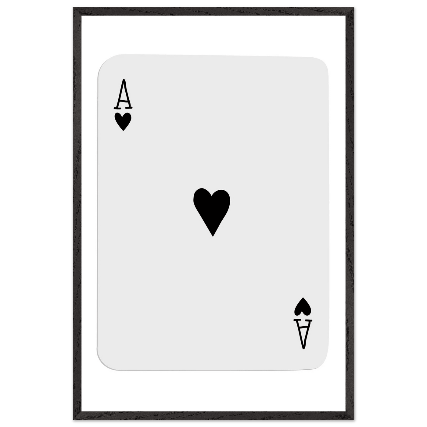 Ace of Hearts Minimalist Poker Card Art - Eco-Friendly Mounted Framed Poster, Choice of Frame Finish & Size - Vibrantwalls