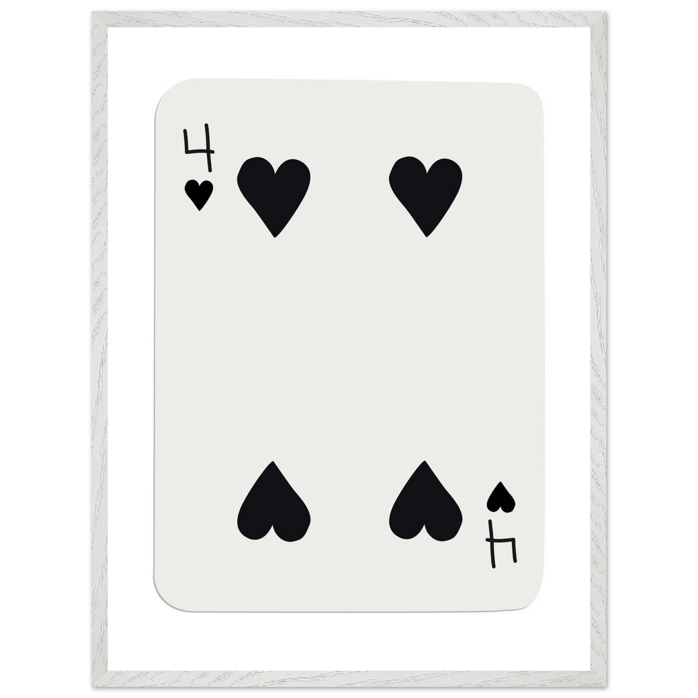 Minimalist Four of Hearts Poker Card Print - Mounted Framed Poster Art, Eco-Friendly Wood Frame - Vibrantwalls