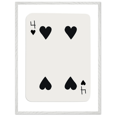 Minimalist Four of Hearts Poker Card Print - Mounted Framed Poster Art, Eco-Friendly Wood Frame - Vibrantwalls