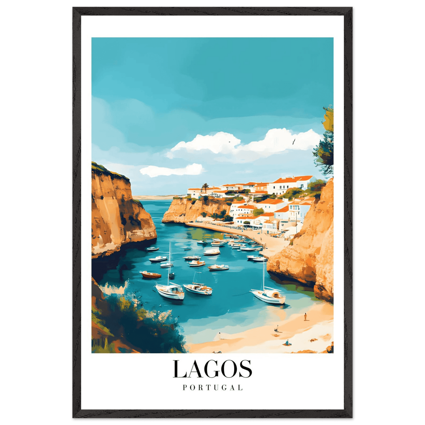 Lagos Portugal Framed Poster – Coastal Charm Travel Art with Wooden Frame - Vibrantwalls