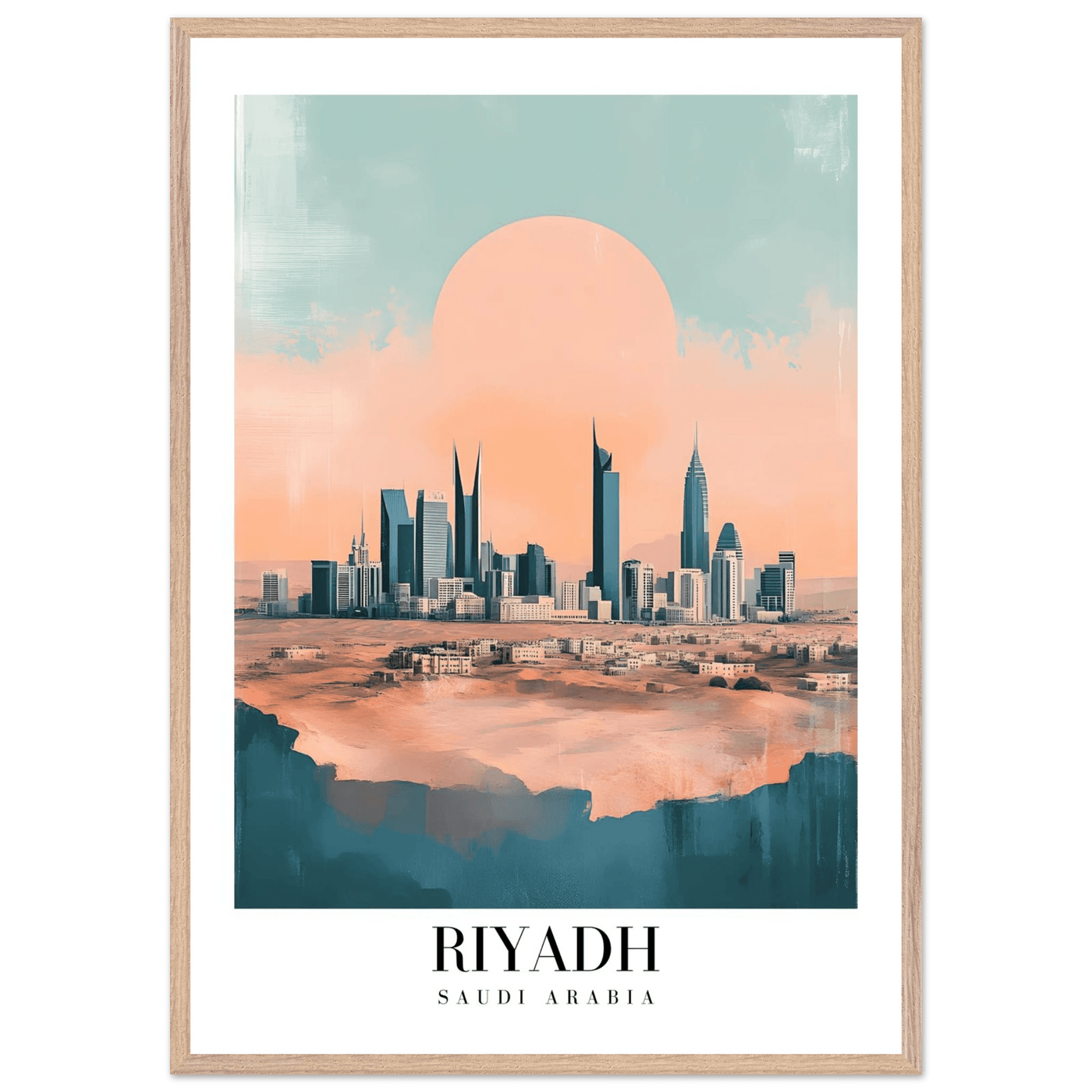 Riyadh Saudi Arabia Framed Poster – Modern Desert City Wall Art in Earthy Tones - Vibrantwalls