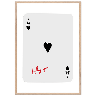 Lucky Ace of Hearts Framed Poster - Modern Poker Card Art, Eco-Friendly Wood Frame in Your Choice of Style - Vibrantwalls