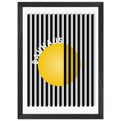 Bauhaus Yellow Circle Wall Art with Modern Stripes - Vibrantwalls