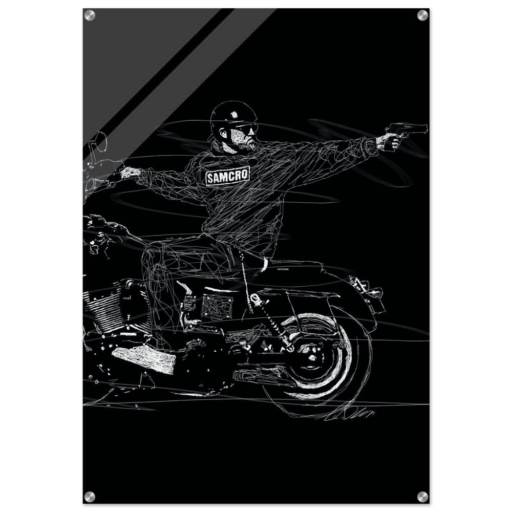 Sons of Anarchy Jax Teller Acrylic Print – Iconic Black & White Sketch Wall Art - Vibrantwalls