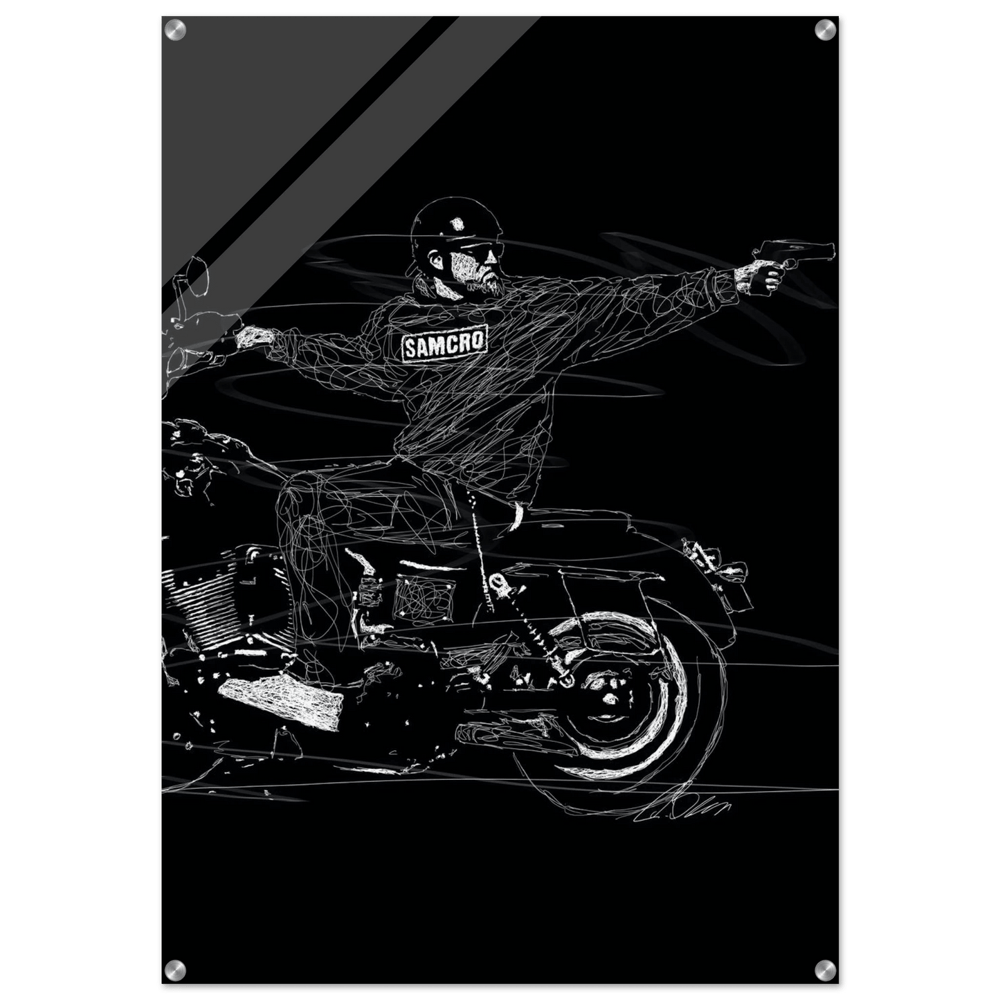 Sons of Anarchy Jax Teller Acrylic Print – Iconic Black & White Sketch Wall Art - Vibrantwalls