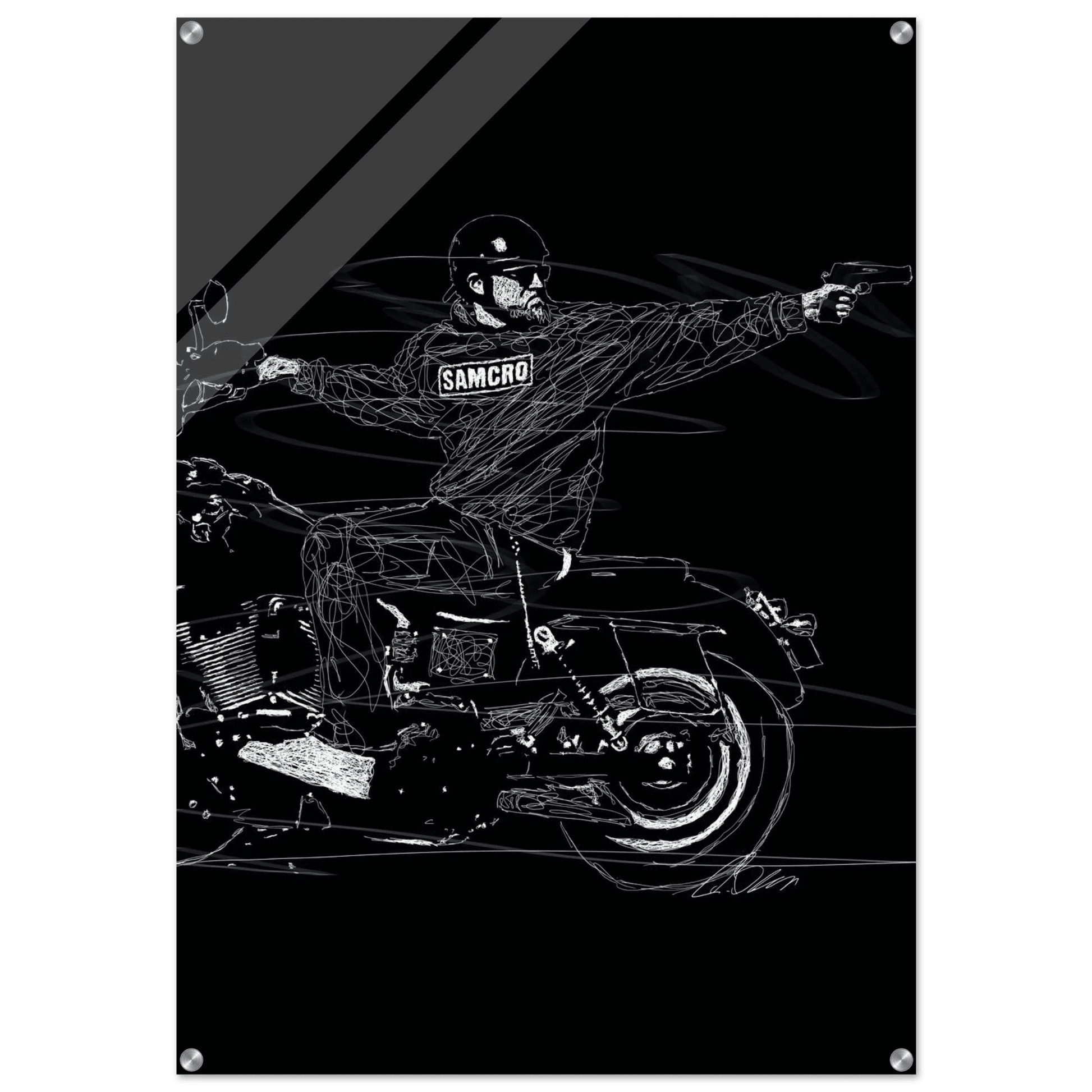 Sons of Anarchy Jax Teller Acrylic Print – Iconic Black & White Sketch Wall Art - Vibrantwalls