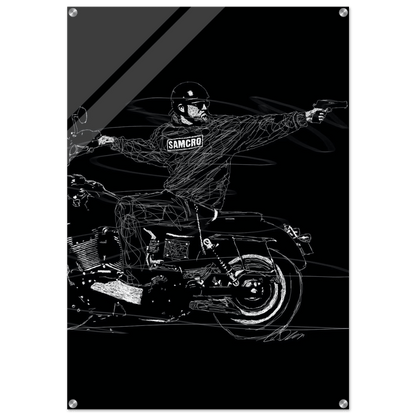 Sons of Anarchy Jax Teller Acrylic Print – Iconic Black & White Sketch Wall Art - Vibrantwalls