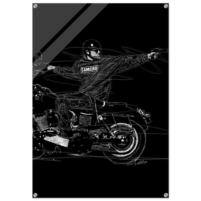 Sons of Anarchy Jax Teller Acrylic Print – Iconic Black & White Sketch Wall Art - Vibrantwalls