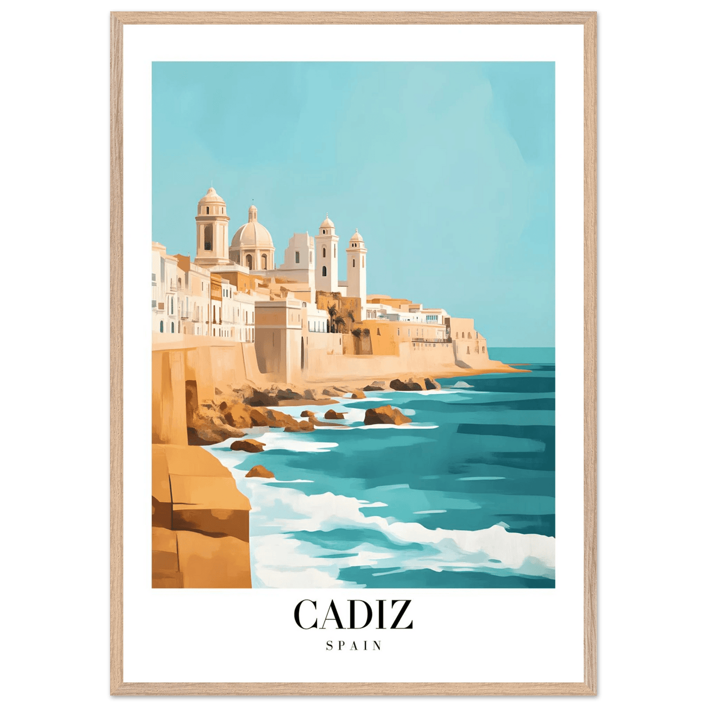 Cadiz Spain Framed Poster – Coastal Charm & Vintage Travel Wall Art with Wooden Frame - Vibrantwalls