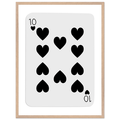 Minimalist Ten of Hearts Poker Card Print - Mounted Framed Eco-Friendly Wall Art for Game Rooms & Modern Decor - Vibrantwalls