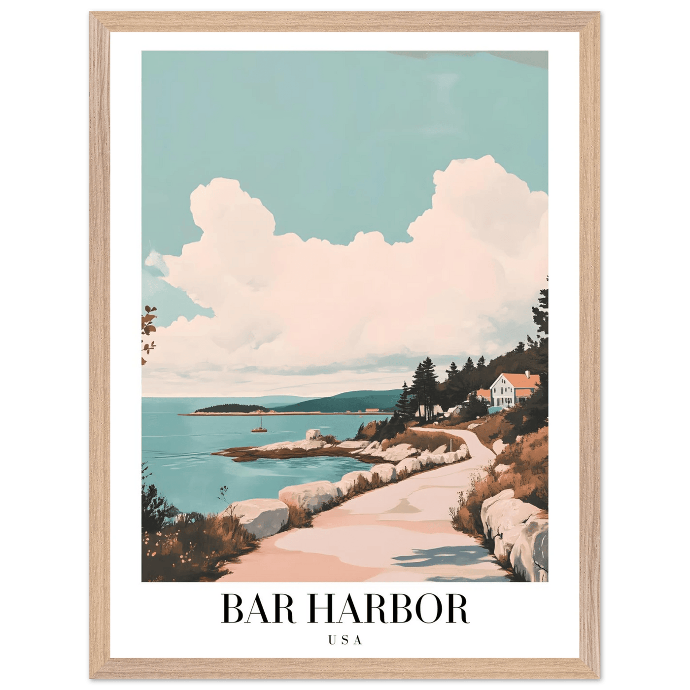 Bar Harbor Maine Framed Poster – Coastal Charm Wall Art with Wooden Frame - Vibrantwalls