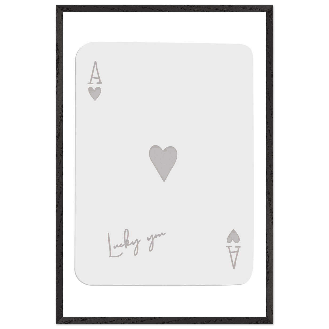 Minimalist Ace of Hearts Poker Card Print - Lucky You Wall Art, Eco-Friendly Wood Frame Poster - Vibrantwalls