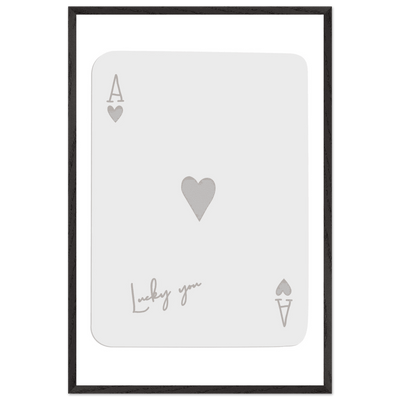 Minimalist Ace of Hearts Poker Card Print - Lucky You Wall Art, Eco-Friendly Wood Frame Poster - Vibrantwalls