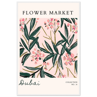 Dubai Flower Market Art Print – Blush Pink & Emerald Green Botanical Framed Poster | Ready-to-Hang - Vibrantwalls