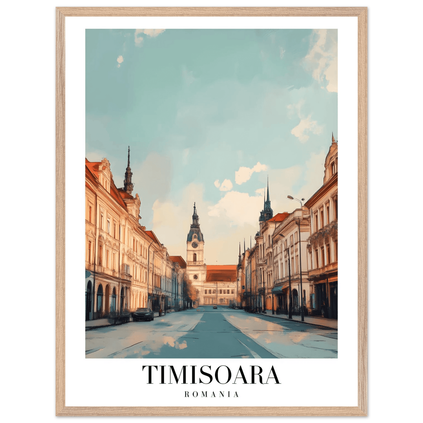 Timisoara Romania Framed Poster – Vintage Cityscape Wall Art with Wooden Frame - Vibrantwalls