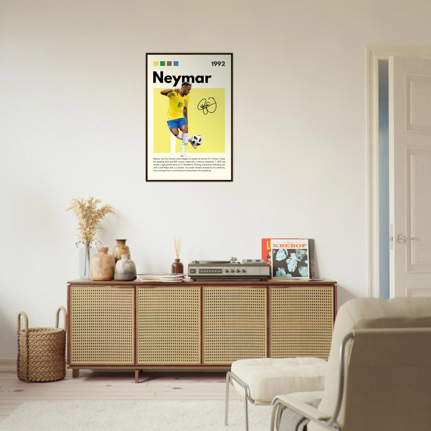 Neymar Jr. Brazilian Football Legend Framed Poster – Vibrant Pop Art Football Print Vibrantwalls