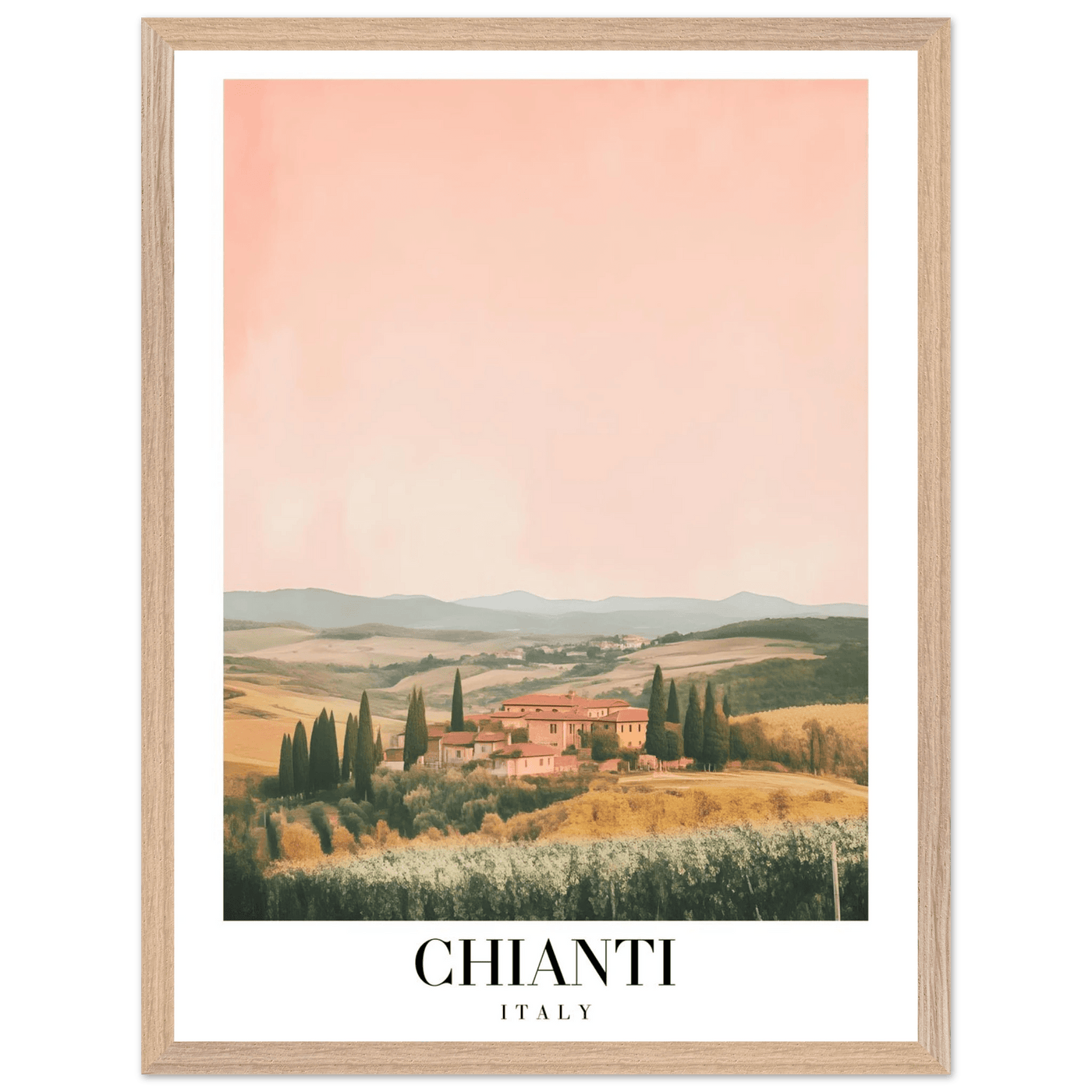 Chianti, Italy Framed Poster – Vintage Tuscan Countryside Wall Art with Customizable Wooden Frame - Vibrantwalls