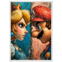 Mario & Peach Pop Art Mounted Framed Poster - Vibrantwalls