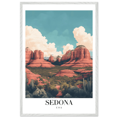 Sedona USA Framed Poster – Iconic Red Rocks Wall Art with Vintage Desert Vibes - Vibrantwalls