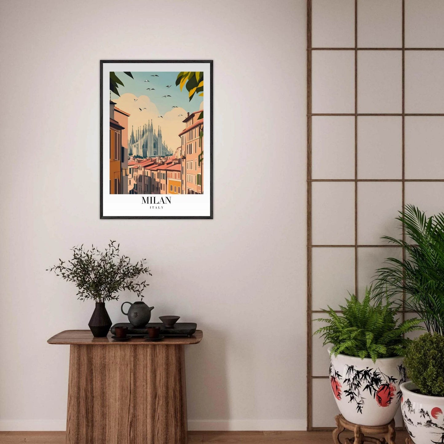 Milan Italy Modern European Vintage Travel Poster - Wall Art - Vibrantwalls